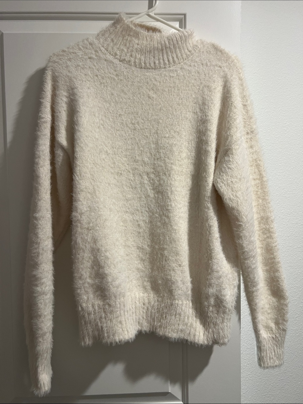 Cozy Cream Fuzzy Turtleneck Sweater